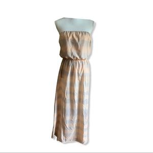 Women’s Peach + Grey Striped Long Maxi Dress M